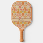 Retro Floral Personalisiert Monogramm Pickleball Schläger (Vorderseite)