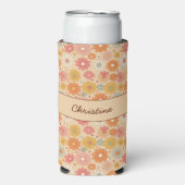 Retro Floral Personalisiert Monogramm Selters Dosenkühler (Seltzer Vorderseite)
