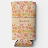 Retro Floral Personalisiert Monogramm Selters Dosenkühler (Vorderseite)