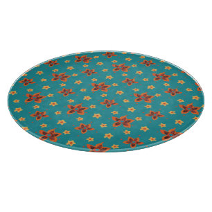 Retro-Floral, Polka-Dosen, Aquamarine Glasschneidp Schneidebrett