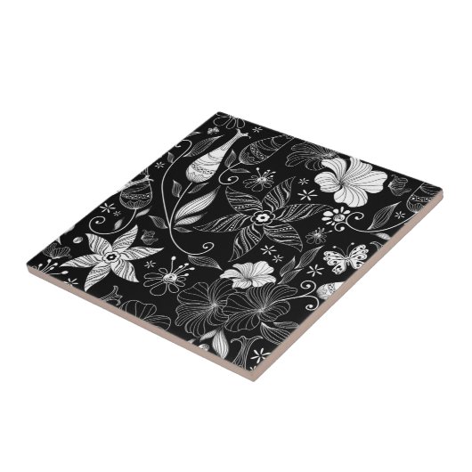 Retro Floral Print Tile Fliese (Seite)