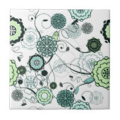 Retro Floral Print Tile Fliese (Vorderseite)