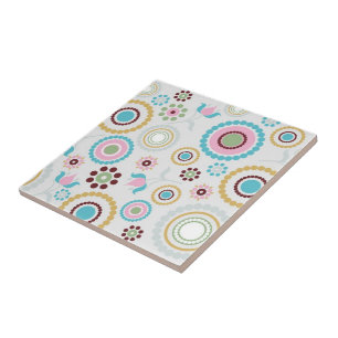 Retro Floral Print Tile Fliese