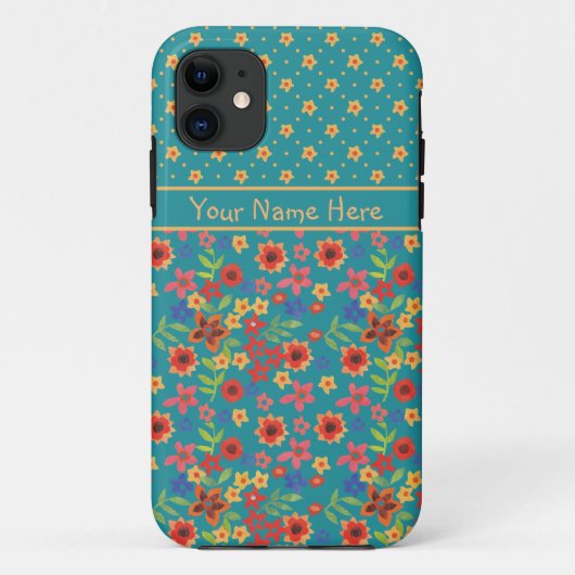 Retro Floral Prints auf Aquamarinem iPhone 5 Fall Case-Mate iPhone Hülle (Rückseite)