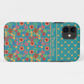 Retro Floral Prints auf Aquamarinem iPhone 5 Fall Case-Mate iPhone Hülle (Rückseite (Horizontal))