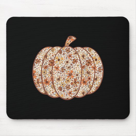 Retro Floral Pumpkin Erntedank Herbstfall Mousepad (Vorne)