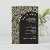 Retro Floral Raffiniertes Boho Cream Black Wir geg Einladung (Stehend Vorderseite)