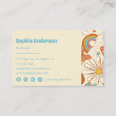 Retro Floral Rainbow - Boho 70er Style Visitenkarte (Rückseite)