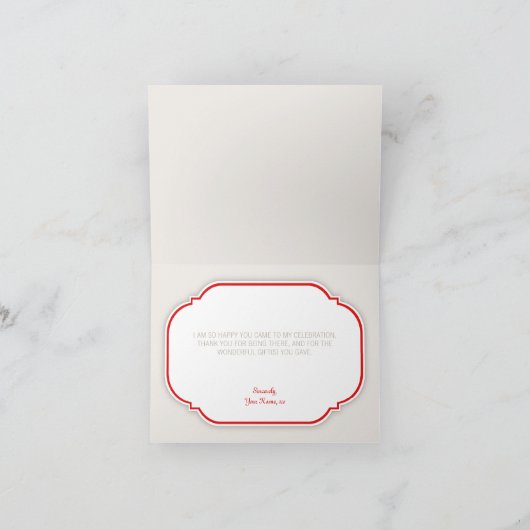 Retro Floral Red & Khaki custom Danke Karten (Innenseite)