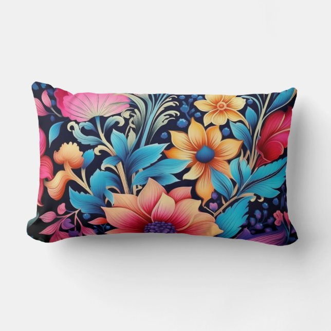Retro Floral Rhapsody Lendenkissen (Vorderseite)