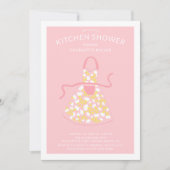 Retro Floral Schürze Bridal Kitchen Dusche Einladung (Vorderseite)