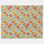 Retro Floral Seamless Pattern Fleece Blanket (Vorderseite (Horizontal))