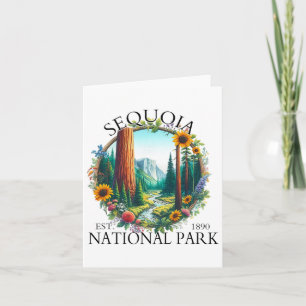 Retro Floral Sequoia Nationalpark California Campi Karte