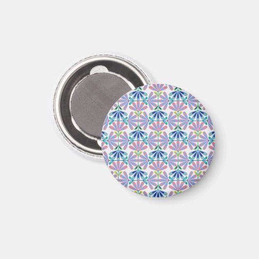 Retro Floral Series White Magnet (Vorderseite/Rückseite)