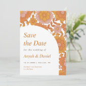 Retro Floral Simple Minimalistisch 60er 70er Boho  Save The Date (Stehend Vorderseite)