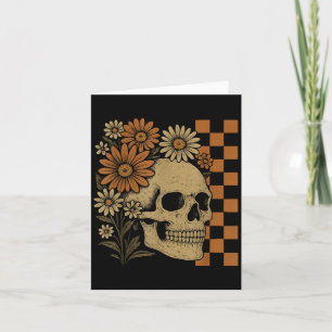 Retro Floral Skeleton Funny Skull Halloween Karte