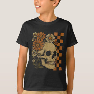 Retro Floral Skeleton Funny Skull Halloween T-Shirt