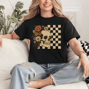 Retro Floral Skelett-Shirt   Grusel-Saison-Shirt T-Shirt