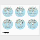 Retro Floral Soft Blue Mason Jar & Wedding Sticker (Blatt)