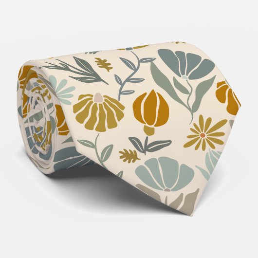Retro Floral Spring Garden Neck Tie Krawatte (Gerollt)