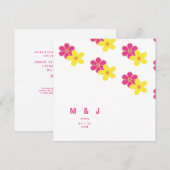 Retro Floral Square Rosa und Gelbe Hochzeit Einladung (Vorne/Hinten)