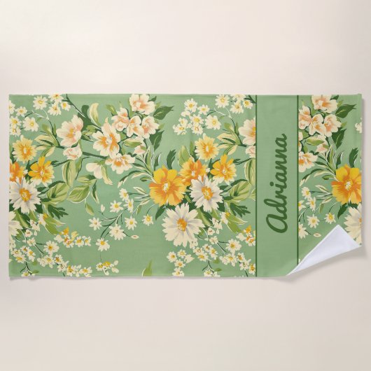 Retro Floral Strandtuch (Vorderseite)