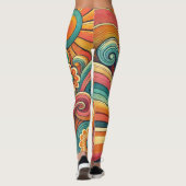 Retro Floral & Swirl Frauen Leggings (Rückseite)