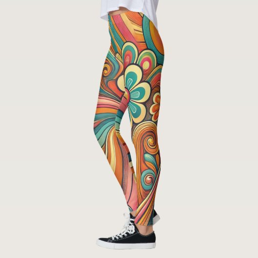 Retro Floral & Swirl Frauen Leggings (Links)