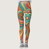 Retro Floral & Swirl Frauen Leggings (Vorderseite)