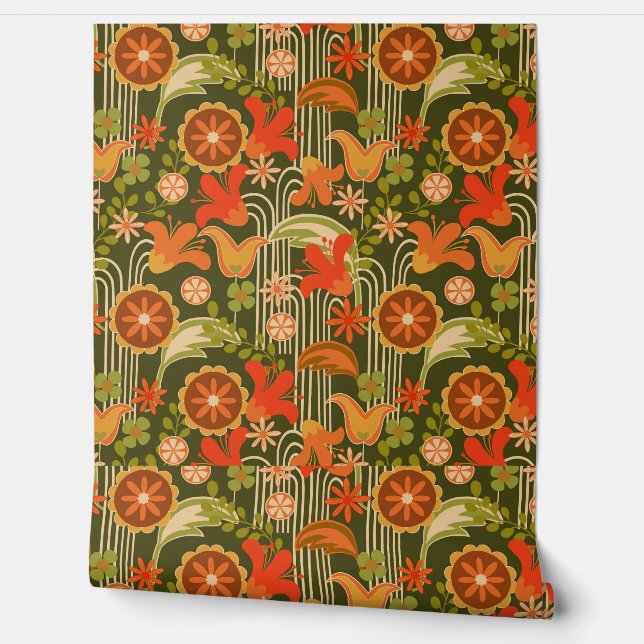 Retro floral -  tapete (Abrollen)