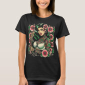 Retro Floral Tattoo Girl T-Shirt (Vorderseite)