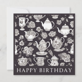 Retro Floral Teapot Geburtstag Karte