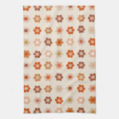 Retro Floral Terracotta Beige Geschirrtuch (Vertikal)