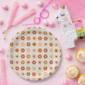 Retro Floral Terracotta Beige Pappteller (Party)