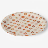 Retro Floral Terracotta Beige Pappteller (Schrägansicht)
