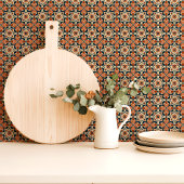Retro Floral Terracotta und Aquamarin Fliese