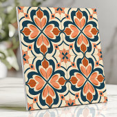 Retro Floral Terracotta und Aquamarin Fliese