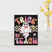 Retro Floral Trick oder lehren Niedliches Ghost Ha Karte (Gelbe Blume)