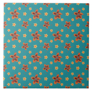 Retro Floral und Polka Dosen, Aquamarine Keramik Fliese