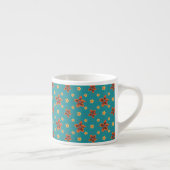 Retro Floral und Polka Dots auf Aquamariner Espres Espressotasse (Rechts)