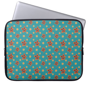 Retro Floral und Polkas auf Aquamarinem Laptop-Sie Laptopschutzhülle