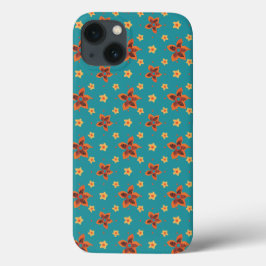 Retro Floral und Polkas im Aquamarinen iPad Mini-F iPhone 13 Hülle