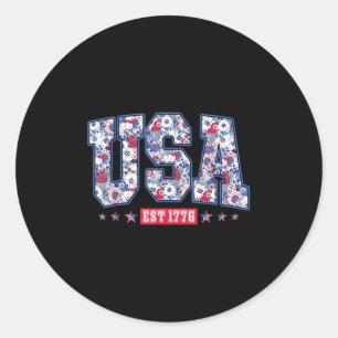 Retro Floral USA Osten 1776 Amerika 4. Juli.outf Runder Aufkleber