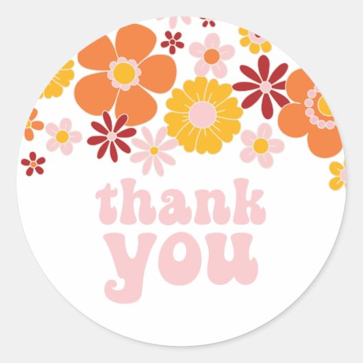 Retro Floral Vielen Dank Sticker (Vorderseite)