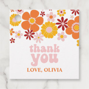 Retro Floral Vielen Dank Sticker Geschenkanhänger