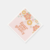 Retro Floral Vier je erwachsen 4. Geburtstag Serviette (Ecke)