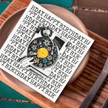 Retro Floral Vinyl Happy Geburtstag Personalisiert