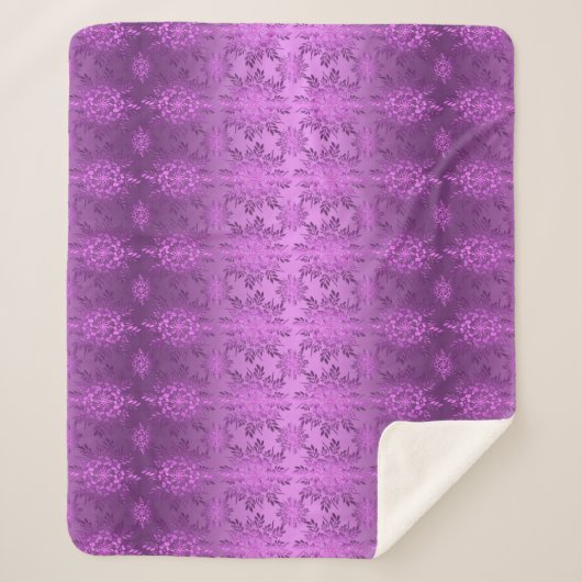 Retro Floral Violet Design Sherpadecke (Vorderseite)
