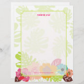 Retro Floral, wählen Sie Ihre Fav-Hintergrundfarbe Briefkopf (Vorne/Hinten)