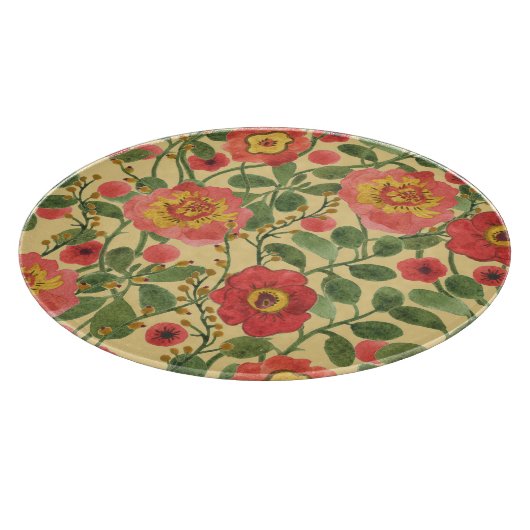 Retro Floral Wasserfarbe: Zeitlose Eleganz Schneidebrett (Ecke)